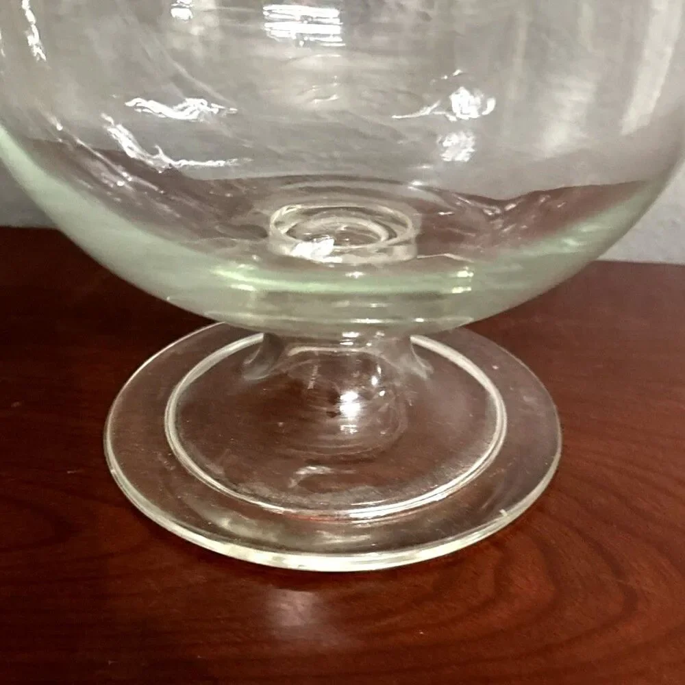 Large Vintage Brandy Snifter Glass Footed Terrarium Vase Fishbowl Barware Decor